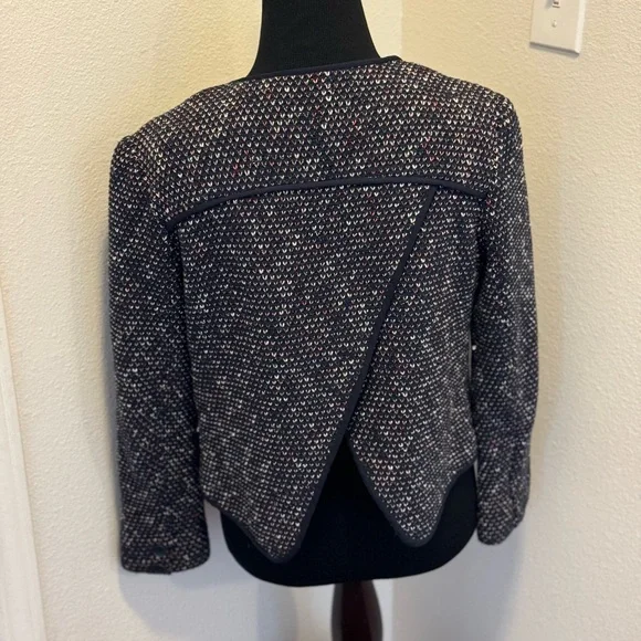Derek Lam 10 Crosby 8 Navy Red Cardigan Jacket Cotton Tweed Size 2 - Picture 9 of 11